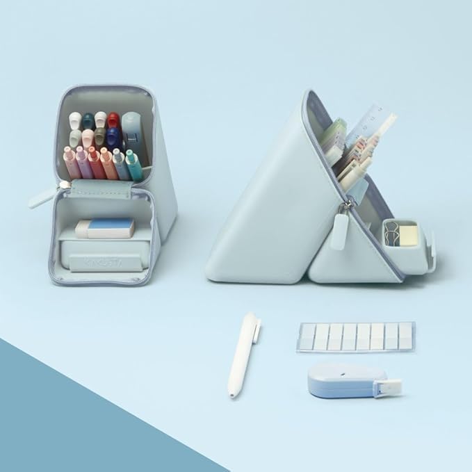 Sonic Caxsta Portable Pen Holder Wide with Drawer, Light Blue FD-2045-LB