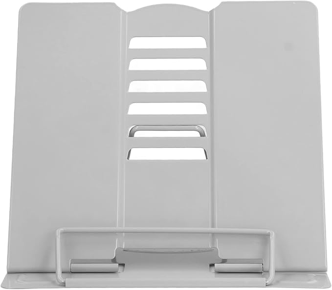 Book Holder Stand Adjustable Height Angle Ergonomic Design Foldable Portable Metal Reading Stand for Home Office School Iron Material 22 x 21cm (Grey)