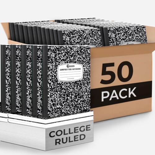 Rosmonde 50 Pack Bulk Composition Notebooks, College Ruled, Marble Notebook