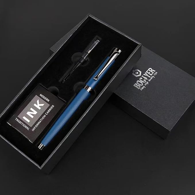 Luxury Fountain Pen Set,Ink Pen for Smooth Writing,Medium Nib,Includes 10 Ink Cartridges&Ink Converter,Best Pen Gift Case for Men & Women,fancy,calligraphy,Executive,Office pen-Blue