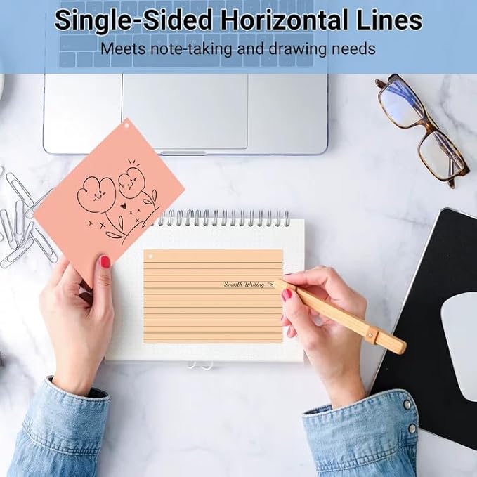 HAUTOCO 200 PCS Colored Flash Cards 4x6 with Rings, Ruled Index Cards with Waterproof Dividers, 4 Colors Study Notecards for Students, Teachers, Exam Prep, Office