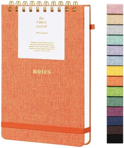 TSFPapier A5 Top Spiral Notebook, Fabric Hardcover College Ruled Journal