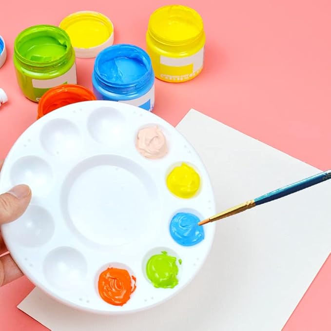Paint Brushes Palette Set, 10pcs Nylon Hair Brushes and 1pcs Plastic Paint Palette, Combination Suitable for Oil, Acrylic and Watercolor
