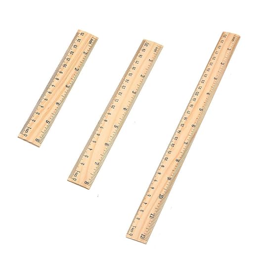 12PCS Wooden Ruler 3 Sizes Metric Ruler Set 12 inch 8 inch and 6 inch Wooden Ruler Kit Metric Measuring Tools for Office,Students,Classroom,Home