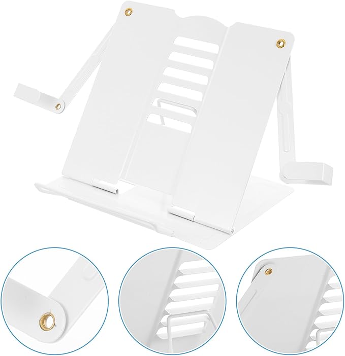 Multipurpose Tablet and Book Stand Holder, Desktop Reading Rack with Anti-Glare Design, Blue-White Portable Textbook and Kitchen Recipe Holder for Home and Office Use