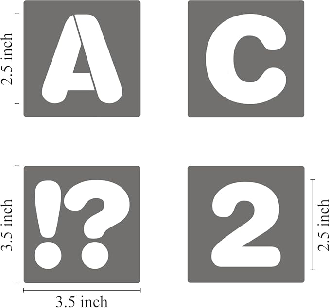 2.5 Inch Alphabet Letter Stencils - 40 Pack Letter Number Stencil Templates with Signs for Painting on Wood, Reusable Calligraphy Letters Stencils for Chalkboard Fabric Wood Signs