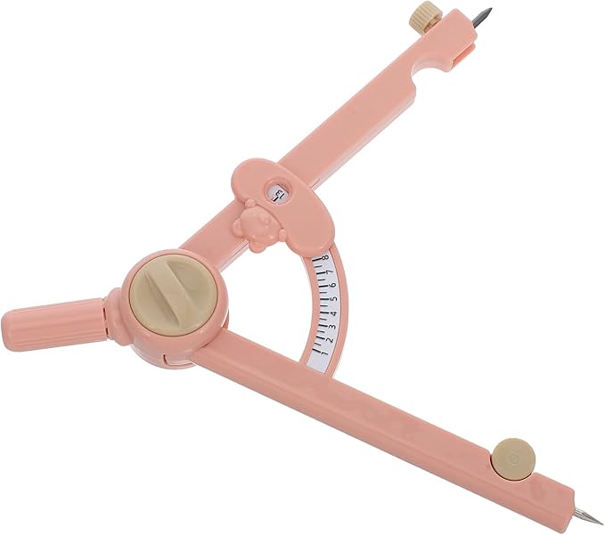 Multifunctional Drawing Compass for Students, Pink Small Plastic Drafting Tool with Locking Scale, Geometry and Math Learning Drafting Compass Kit for School and Education