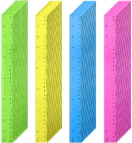 Eboot 50 Pack 12 in Clear Plastic Rulers Bulk for Classroom, School, Colorful