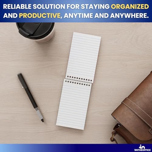 1InTheOffice Wirebound Spiral Memo Books, Memo Pads, 3" x 5", College Ruled, Small Notepad 3x5, Assorted, 75 Sheets/Pad, 25 Pads/Pack