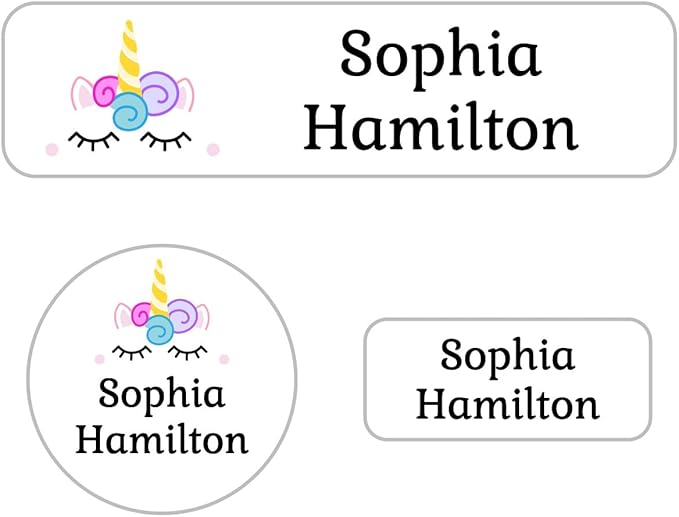 Name Bubbles - Kids Custom Name Labels for Daycare, School, Camp (144 Labels) - Personalized Waterproof Name Stickers for Clothes Tags, Lunch Boxes, Water Bottles, & School Supplies (Unicorn)