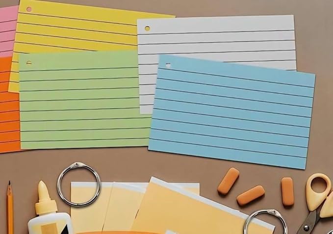 TFLFL Index Cards 4x6 Inch, 600PCS Flash Cards with Rings 8 Colors Ruled Index Cards, Assorted Lined Colored Flashcards, Thin Note Cards Paper, Study Card Memo Scratch Pad for Home Office School