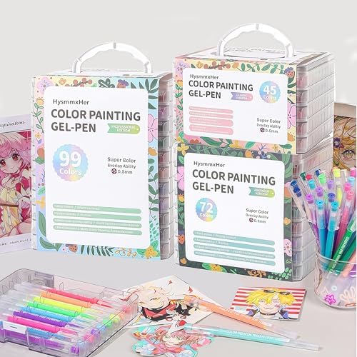 99 Colored Gel Pens Set, 0.6mm Fine Point for Black Paper & White Paper, Pens for Journaling, Adult Coloring Books, Bible, Drawing, Note Taking, Art & Journaling Supplies