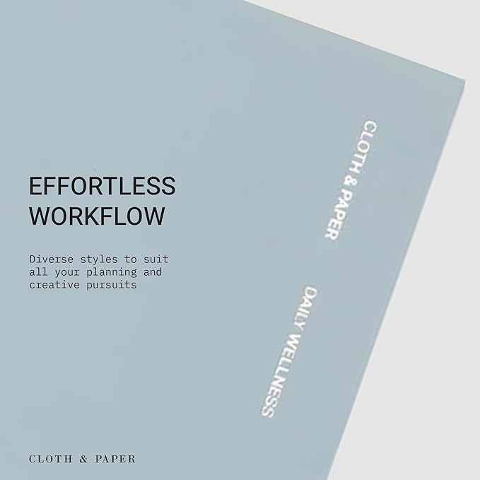 Cloth & Paper Travel Notebook | Daily Wellness Planner – Smoked Salt | A5 Slim Wellness Planner 4.3" x 8.3" | Habit Tracker & Self Care Journal for Goals, Gratitude & Reflection – Soft Touch Cover