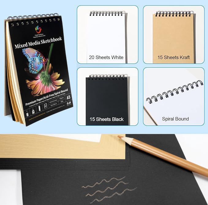 H & B 80 PCS Pro Drawing & Art Supplies Set, Sketching Kit with Watercolor, Metallic & Oil Based Colored Pencils, Charcoal Pencils & Gel Pens for Adult Artists Beginners, Includes Sketch Book & Case