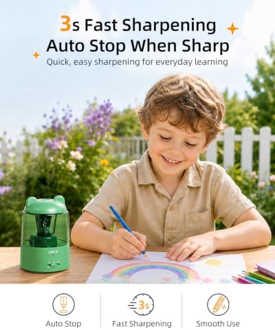 ZMOL Rechargeable Electric Pencil Sharpener for Colored Pencils Green
