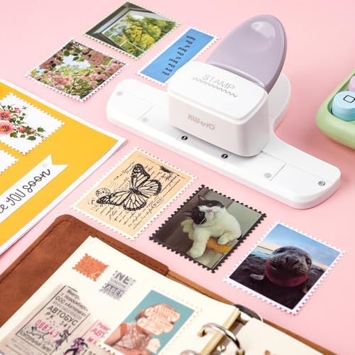 CYFUN DESIGN Stamp Punch - Adjustable Postage Stamps Board Punch, Film Strips Making Punches, Stamp Cutter Hole Puncher, Stamps Shaped Decorative Edge Paper Punches for Scrapbooking Paper Crafts