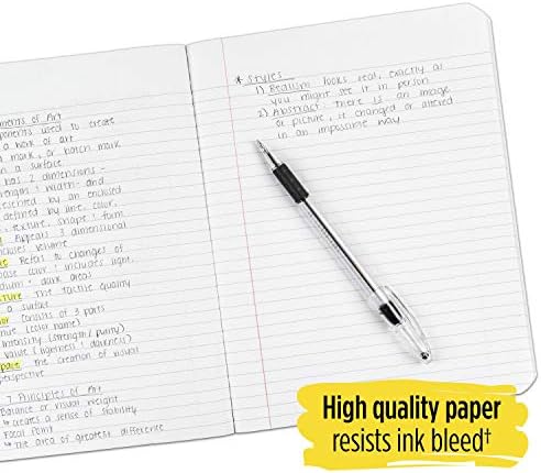Five Star Composition Notebook, College Ruled Comp Book, Writing Journal, Lined Paper, Home School Supplies for College Students & K-12, 100 Sheets, 9-1/2" x 7-1/2", Black (72261)