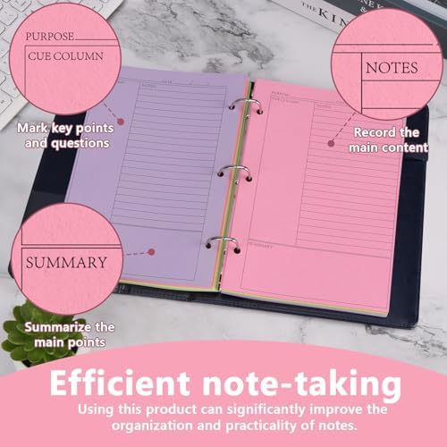 （Half Letter Size）5.5X8.5 Inch 200 Sheets Cornell Notebook Paper College Ruled Notebook Loose Leaf Half Letter Lined Paper 3 Hole Punched Taking System Filler Paper For Office School College Study