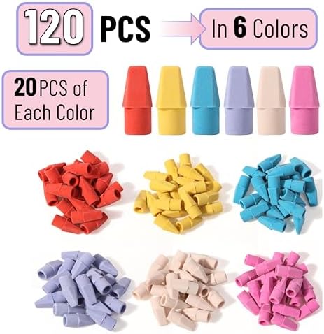 Mr. Pen- Pencil Erasers Toppers, 240 Pack, Colorful, Latex Free, No Smudge