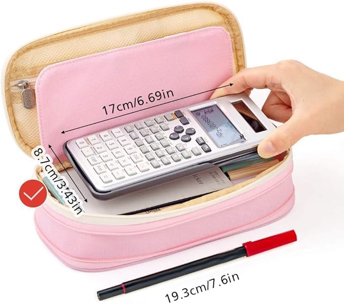 EASTHILL Big Capacity Pencil Pen Case Office College School Large Storage High Capacity Bag Pouch Holder Box Organizer Blue (Pink)