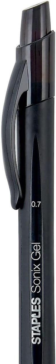 Staples Sonix Retractable Gel Pens, Medium 0.7mm, Black Ink, 36-Pack | Smooth-writing gel pens for office and classroom everyday use.
