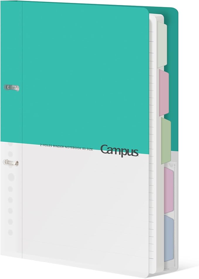 KOKUYO 5 Subject Spiral Notebook Journal, Campus 110 Sheets B5 Refillable Notebook with Dividers Tabs, 6mm Dot Lined Binder Notebook for Work School Note Taking. 9" x 10.5", Light Blue
