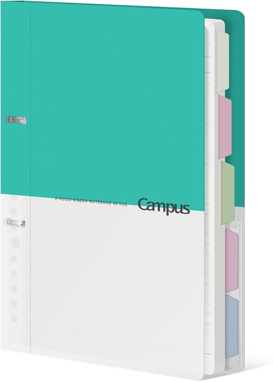 KOKUYO 5 Subject Spiral Notebook Journal, Campus 110 Sheets B5 Refillable Notebook with Dividers Tabs, 6mm Dot Lined Binder Notebook for Work School Note Taking. 9" x 10.5", Light Blue