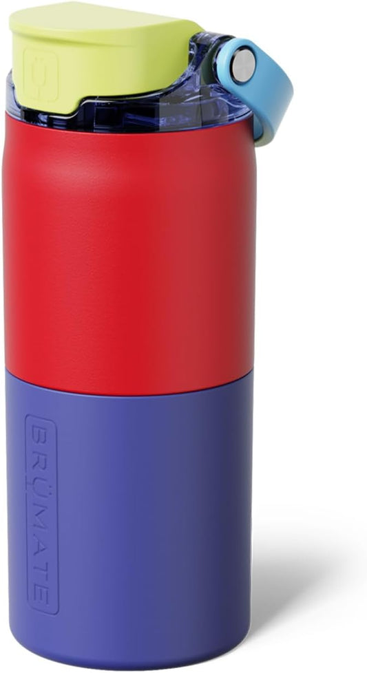 BrüMate Rise 18oz Water Bottle with Covered Silicone Straw | 100% Leakproof Insulated Kids Water Bottle | Cup Holder Friendly Base | 18oz (Supernova)