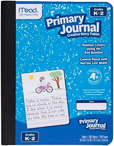 Mead Primary Journal Creative Story Tablet Composition Notebook, 7.5" x 9.75", Grades K-2, 100 Sheets, Assorted Colors (610051-ECM) (Pack of 12)