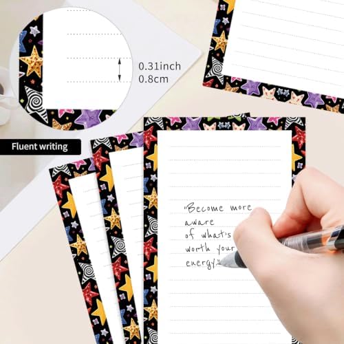 2 Pack Lined Sticky Notes 4x6 in, Cute Self-Stick Notepads with Lines, Large Memo Pads Strong Adhesive for Office, Home Cute Colorful Stars