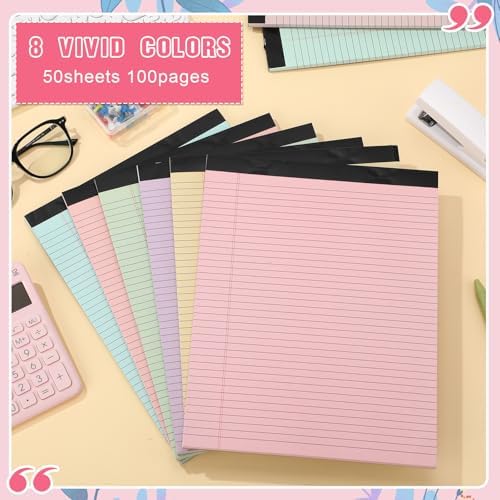 Fuutreo 8 Pcs Legal Pads 8.5 x 11 Colored Note Pads, Macaron Color
