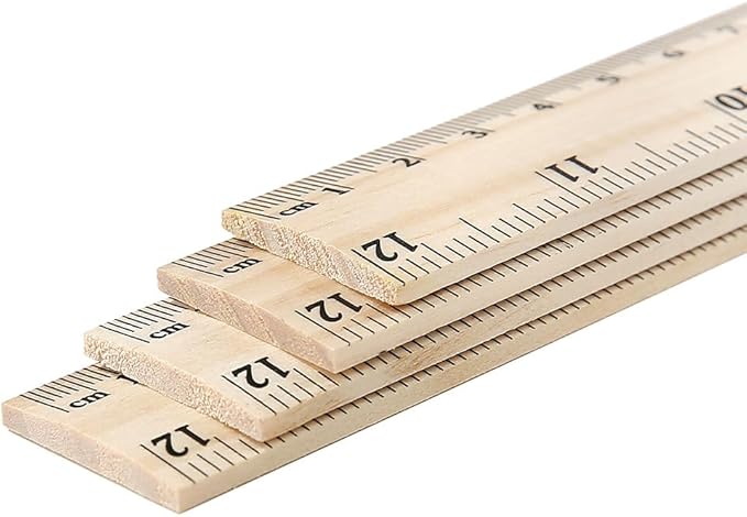 2 Pack Wooden Ruler 12 Inch Rulers Bulk Wood Measuring Ruler Office Ruler 2 Scale