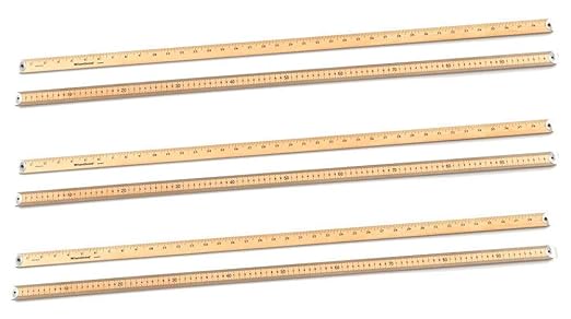hand2mind Wood Economy Meterstick/Yardstick with Protective Metal Ends for School Classroom, Home, or Office (Pack of 6)