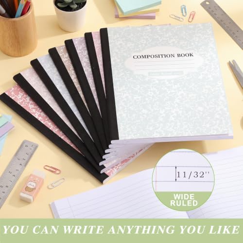 Colarr 8 Pack Composition Notebook Wide Ruled Marble, Innovative Color