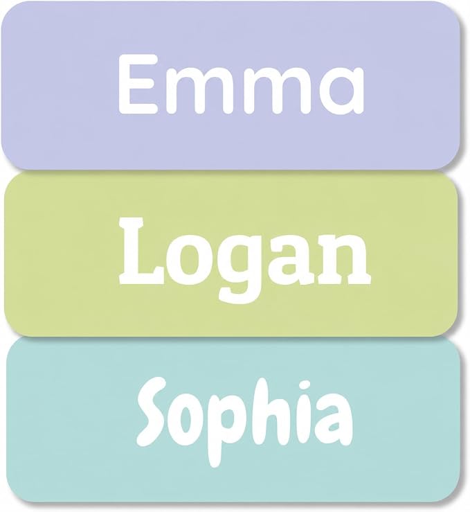 Bunny Badges Personalized Name Labels for Kids (60, 120, or 240 Count) Custom Daycare Labels & Name Stickers for Clothing Tags, Water Bottles, Lunch Boxes and School Supplies (Pastels