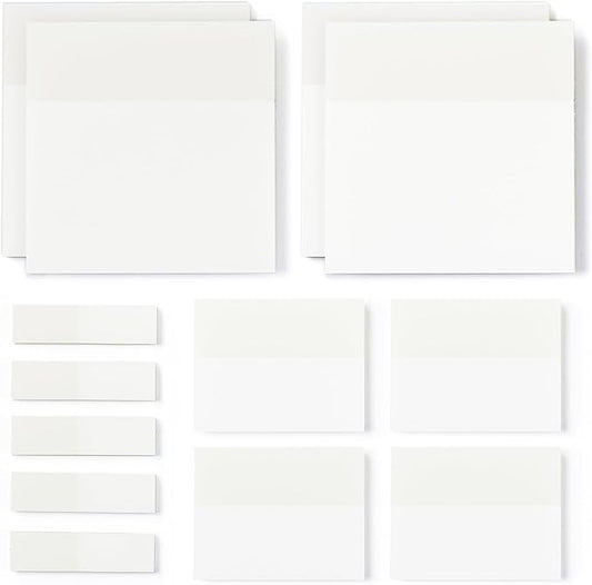 [650 Sheets] Transparent Sticky Notes, 3 Sizes Clear Sticky Notes Pads, Waterproof Self-Adhesive Translucent See Through Sticky Notes for Annotating Books,School & Office
