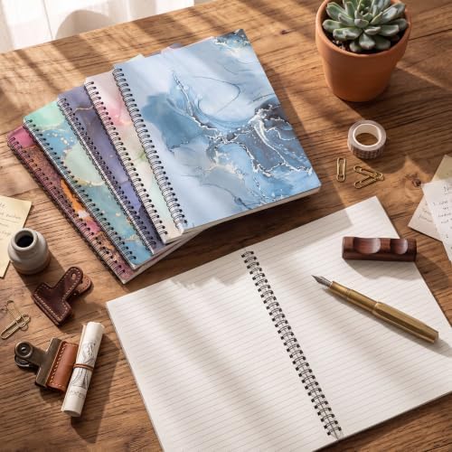 Fuutreo 6 Pack Spiral Notebook 10.5x7.45 Notebook,Marble,Opulent