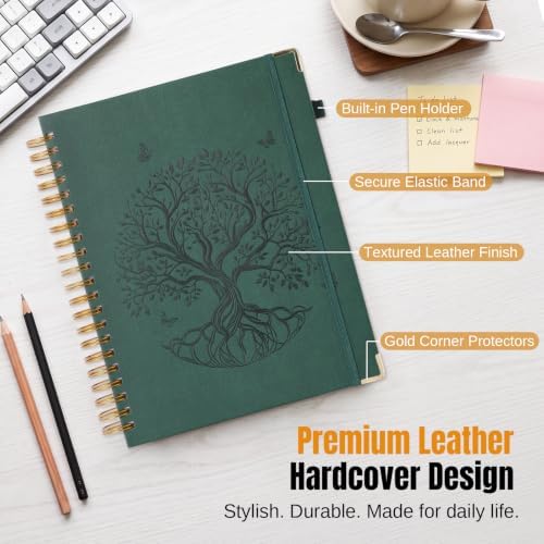 5 Subject Notebook College Ruled, Big Hardcover Spiral Notebook 8.5" x 11"