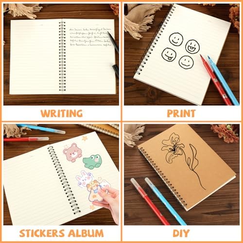 MIVIDE 24 Pack A5 Bulk Spiral Notebooks with Kraft Cover, 8.3 x 5.8 Inch 60 Pages Hardcover Spiral Lined Notebook Journal, Lined Travel Bulk Writing Paper Notebook for School Business Office Supplies