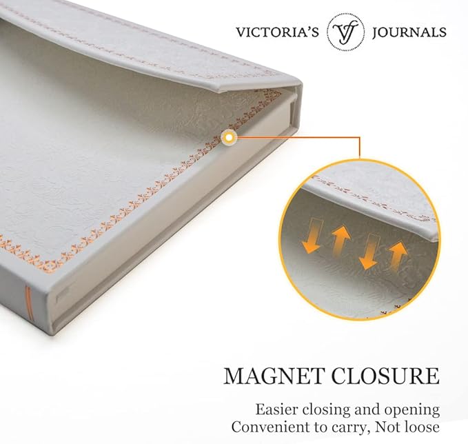 VICTORIA'S JOURNALS Magnet Journal, Carving Vintage Notebook Faux Leather Hard Cover Personal Diary Lined Pages Ribbon Bookmark, 8'' x 5.7''