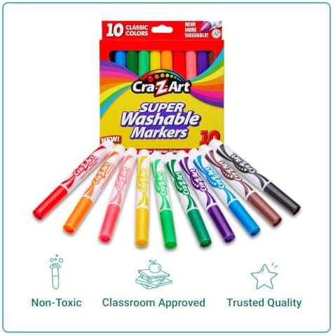 Cra-Z-Art Bulk Washable Markers - 6 Packs of 10 Count Washable Broadline Markers