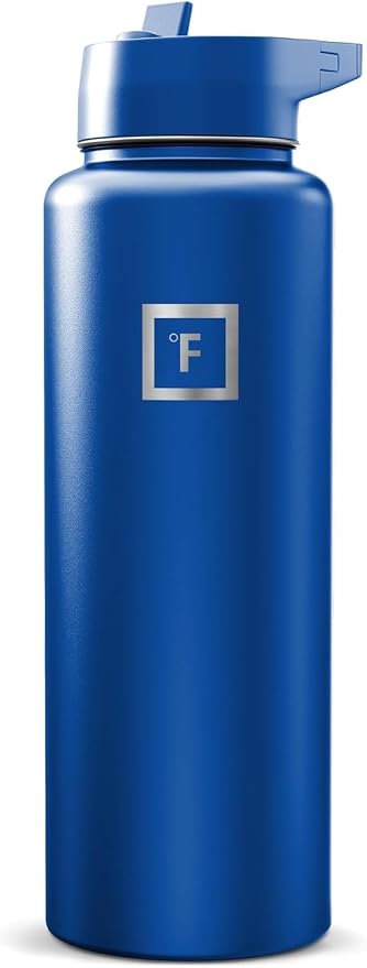 IRON °FLASK 40 oz Wide Mouth Water Bottle with Straw | Insulated Stainless Steel Sports Water Bottle with Leakproof Straw Lid - BPA Free, Cold 24 Hrs, Sweat Free (Twilight Blue)