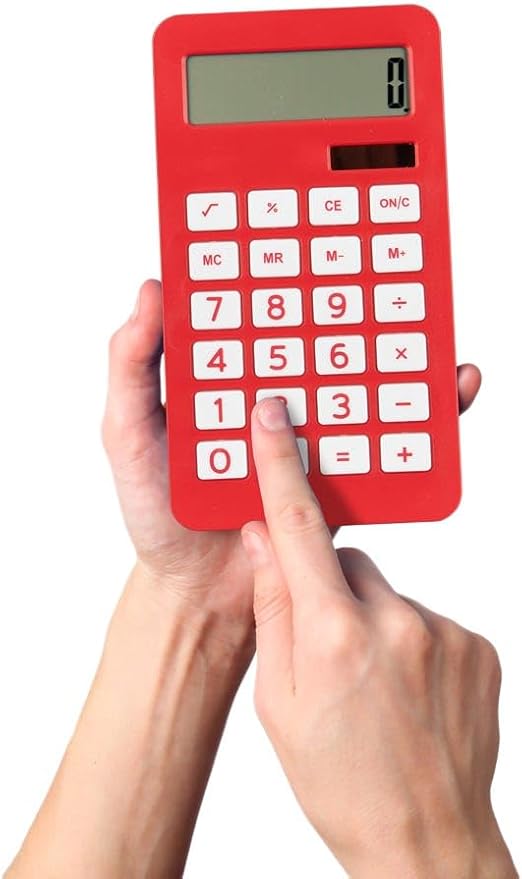 JAM PAPER Desktop Calculator - 10 Digit LCD Display - 3 3/4 x 6 3/4 Inches - Red & Blue Combo - Bulk 10/Pack