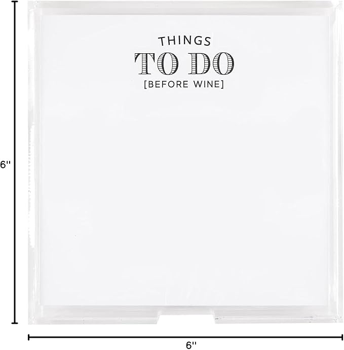 Santa Barbara Design Square Acrylic Notepaper Holder with 125 Sheets Heavyweight Paper, 6.5", Things To Do Before Wine