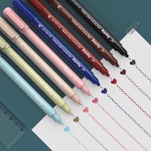 AECHY Dual Tip Curve Highlighter Pens,8 Pattern Roller & 8 Fine Tip Pens