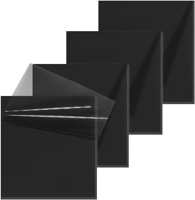 200 Sheets Black Transparent Sticky Notes, 3x3 Inch Translucent Self-Adhesive Clear See Through Sticky Post Sticky Note for Office Woman Teacher School Classroom College Student Supplies 4 Pads