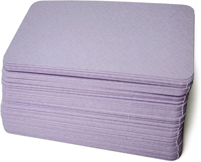 PPAPPAPPIYO 3.5x2 rounded corner index cards180gsm Thick Cardstock, Blank Colored Flash Cards for Study, Notes, Business Cards & Labels, Small Notecards 100 Pack (Lavender)