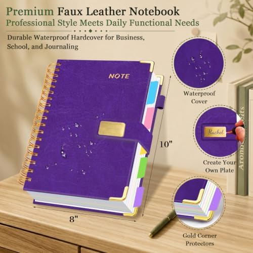5 Subject Spiral Notebook with Pocket Dividers, 8''x 10'' 300 Pages
