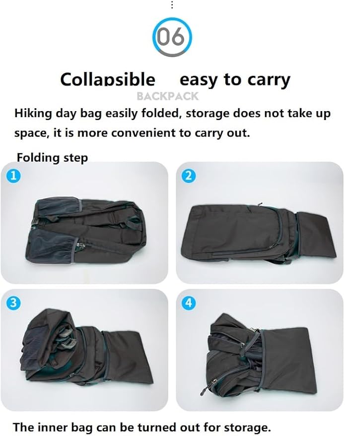 Ultra Lightweight-Packable-Hiking-Backpack Small Foldable Travel Camping Daypack Casual Outdoor Water-resistant 25L Backpacks (Black)