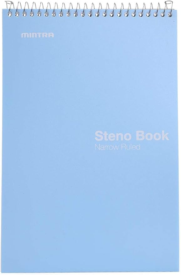 Mintra Office Steno Books Set - Top-Spiral Bound, Narrow Ruled, 100 White Tint Sheets, Poly Covered Notebooks for Office & School, Colorful Arctic Ice, Green Olive, Charcoal, Chili Oil, 6"x9", 8 Pack